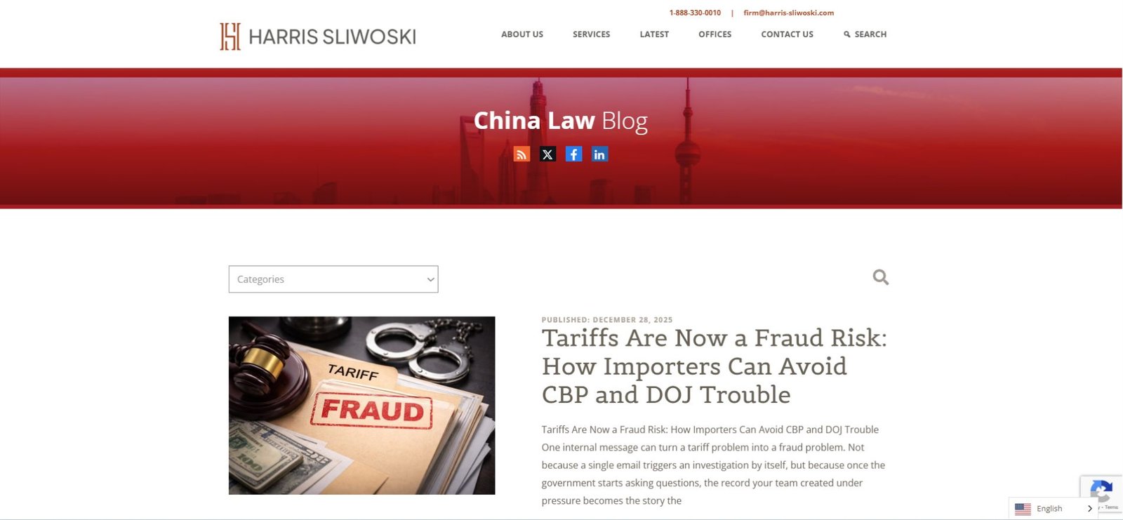 China Law Blog by Harris Sliwoski LLP