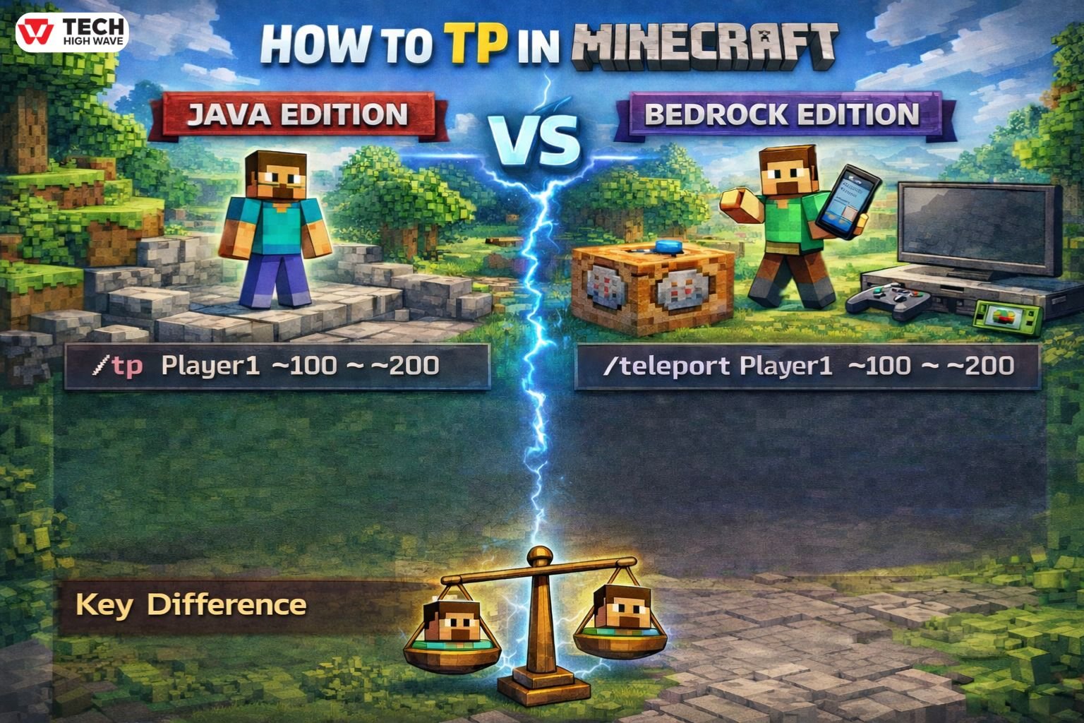 How to TP in Minecraft Java vs Bedrock
